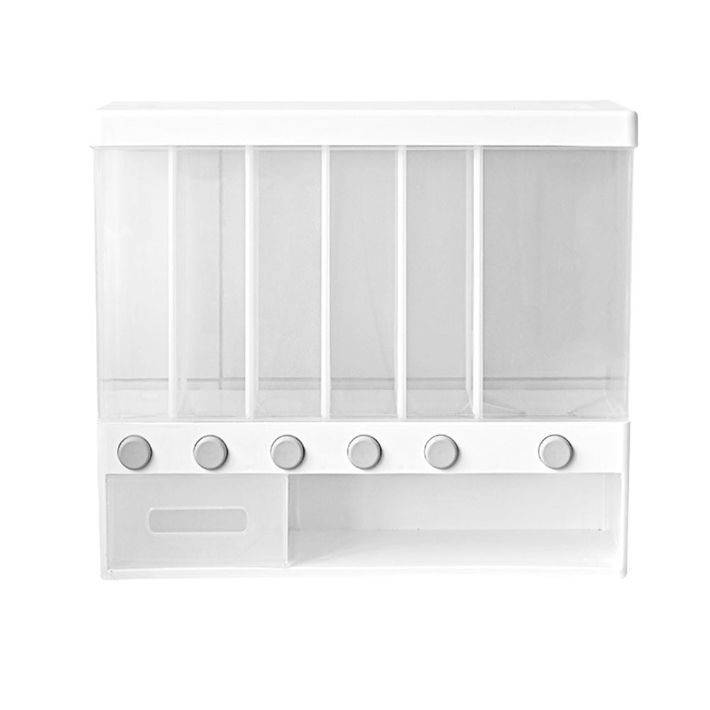 Wandmontierter, Unterteilter 10-liter-spender Für Reis Und Getreide, Transparente Und Luftdichte Aufbewahrungsbox Mit 6 Fächern Für Lebensmittel, Ideal Zum Kochen Und Aufbewahren Von Getreide.