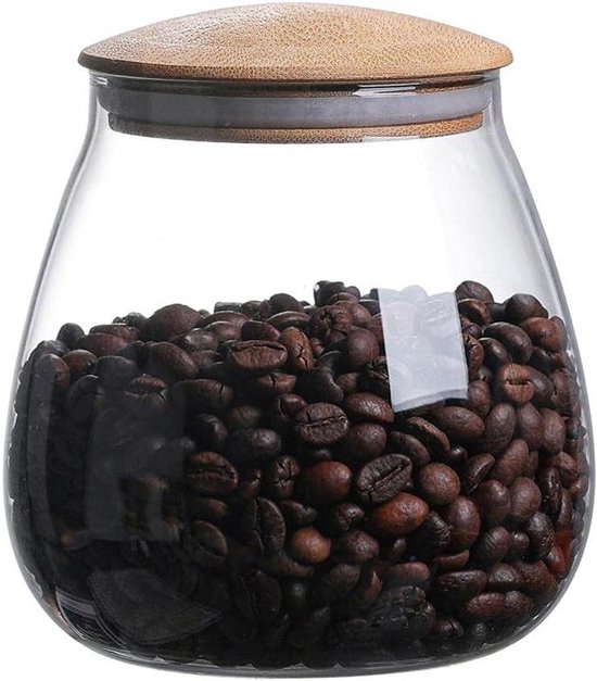 E Ambar Glas Vorratsdose Mit Holzdeckel, 400 Ml/800 Ml Hochwertiges Borosilikatglas Transparentes Küchenglas Für Bohnen, Reis, Marmelade Und Süßi