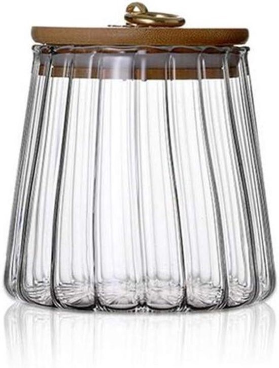 Glasvorratsglas Kaffeebohnen, Tee, Zucker Akazienholz Luftdichter Deckel Gewürze, Nüsse, Kekse 650 Ml Transparent