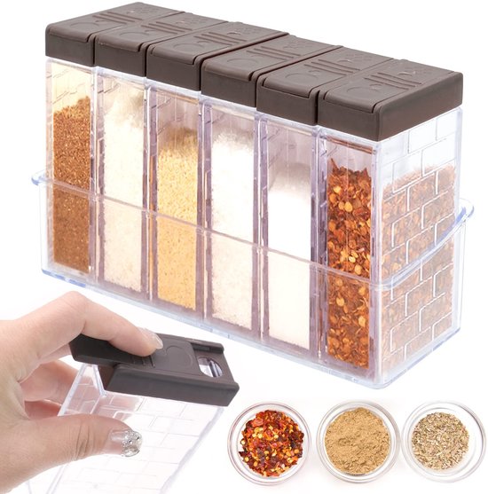 Dailygoods – 6er-set Gewürzgläser – Transparente Gewürzbehälter – Langlebig Und Sicher – Transparent – Gewürzstreuer – Ideal Für Zucker...