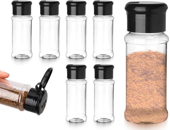 6er-set Gewürzstreuer – Transparente Gewürzgläser – 100 Ml – Kunststoff