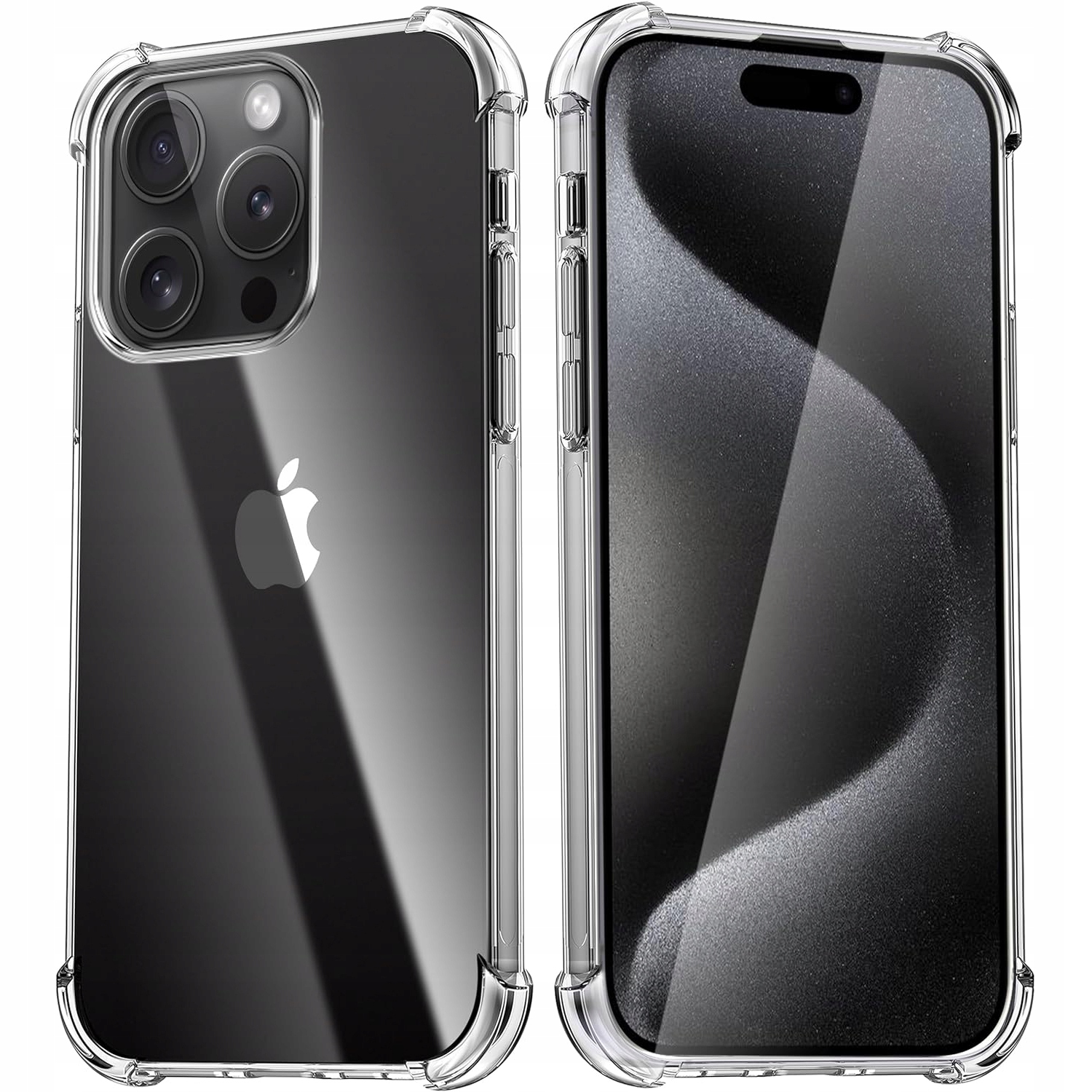 Schutzhülle Für Iphone 15 Pro Max, Stoßfest, Transparent, Plecki + 9h-glas