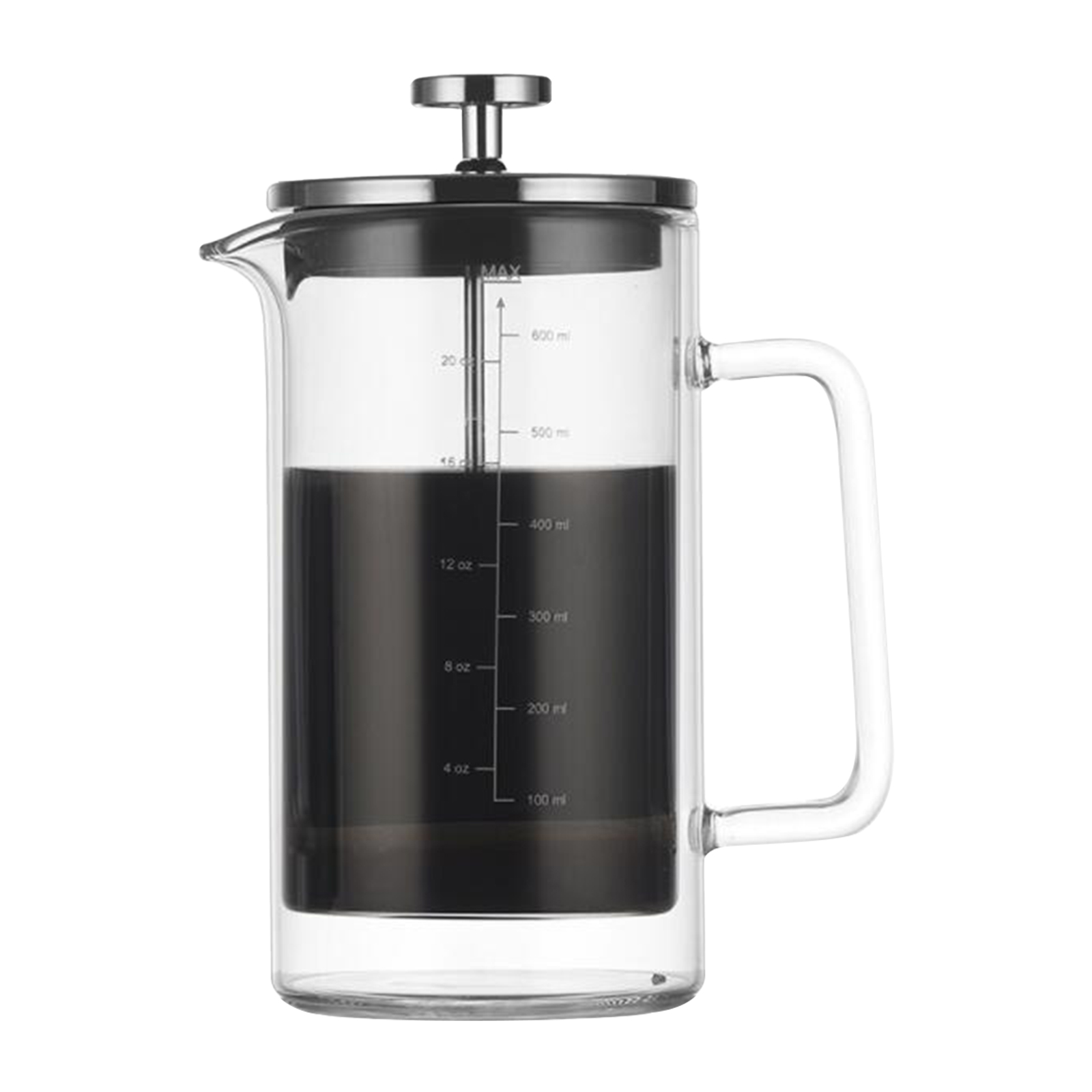 Doppelwandige Französische Kaffeemaschine Mit 590 Ml (20 Oz) Fassungsvermögen Aus Borosilikatglas Und Hochdichtem Edelstahlfilter.