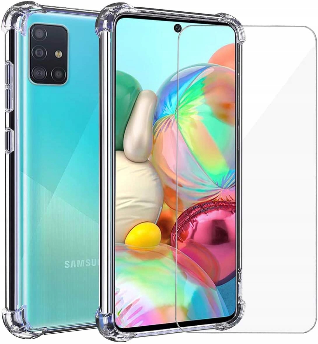 Stoßfeste, Transparente Hülle Für Samsung Galaxy A71 5g + Glas