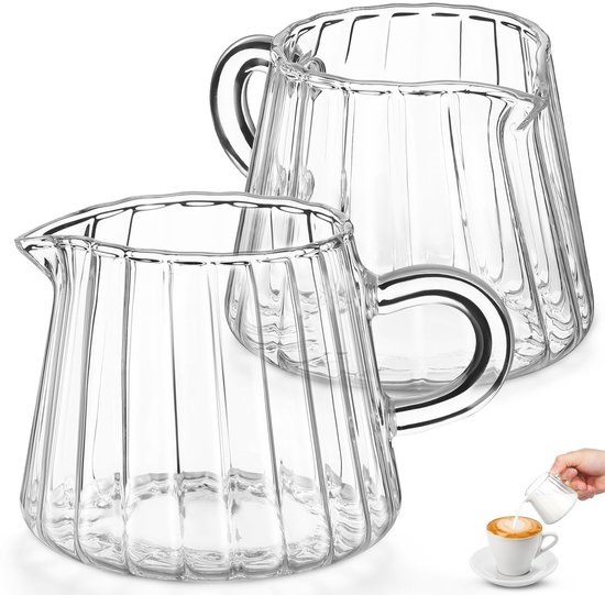 Dailygoods Milchkännchen 200 Ml Milchaufschäumkännchen Aus Glas Borosilikatglas Komfortabler Griff Schlankes Design Transparent Milchkännchen