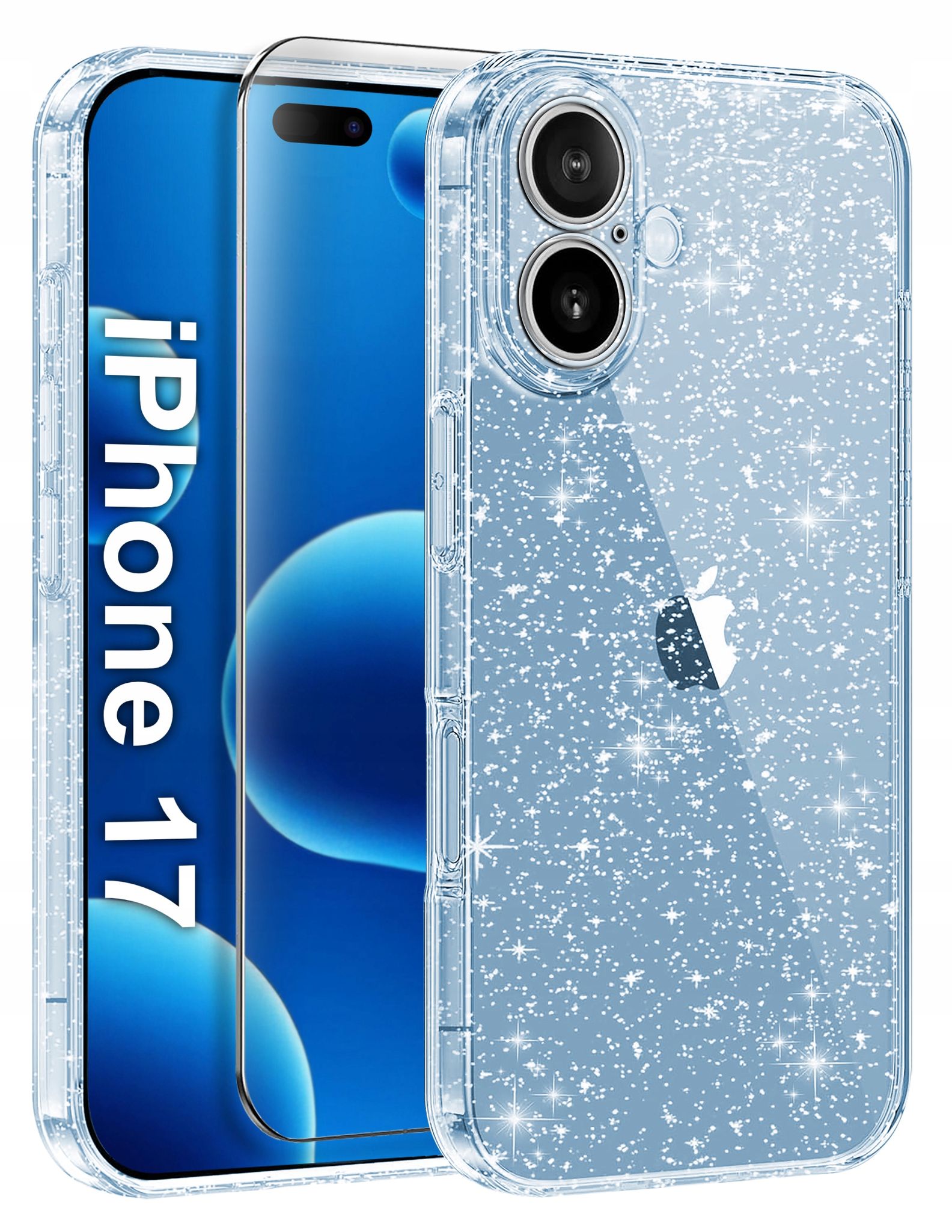 Hülle Für Iphone 17, Transparent, Glitzernd, 2 Mm + 9h Glas
