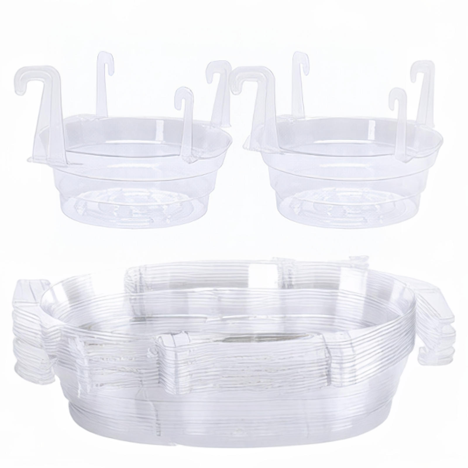 Set Mit 6 Auslaufsicheren Untersetzern Für 25 Cm (10 Zoll) Große Hängeampeln - Schnellverbindungssystem Mit Abtropfschale Für Garten, Terrasse, Büro Oder Hof.