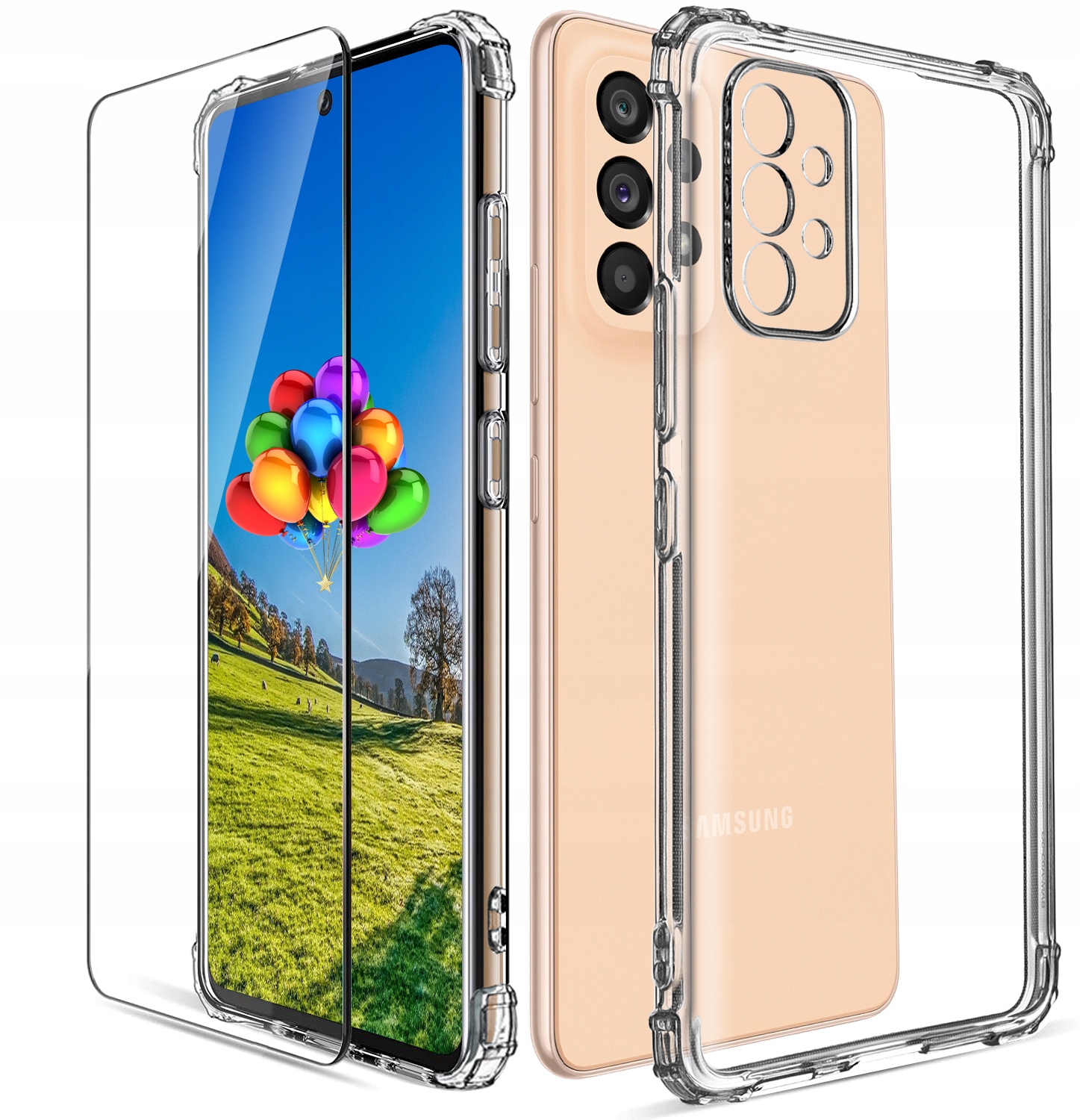 Schutzhülle Für Samsung Galaxy A53 5g, Stoßfest, Transparente Rückseite + Glas