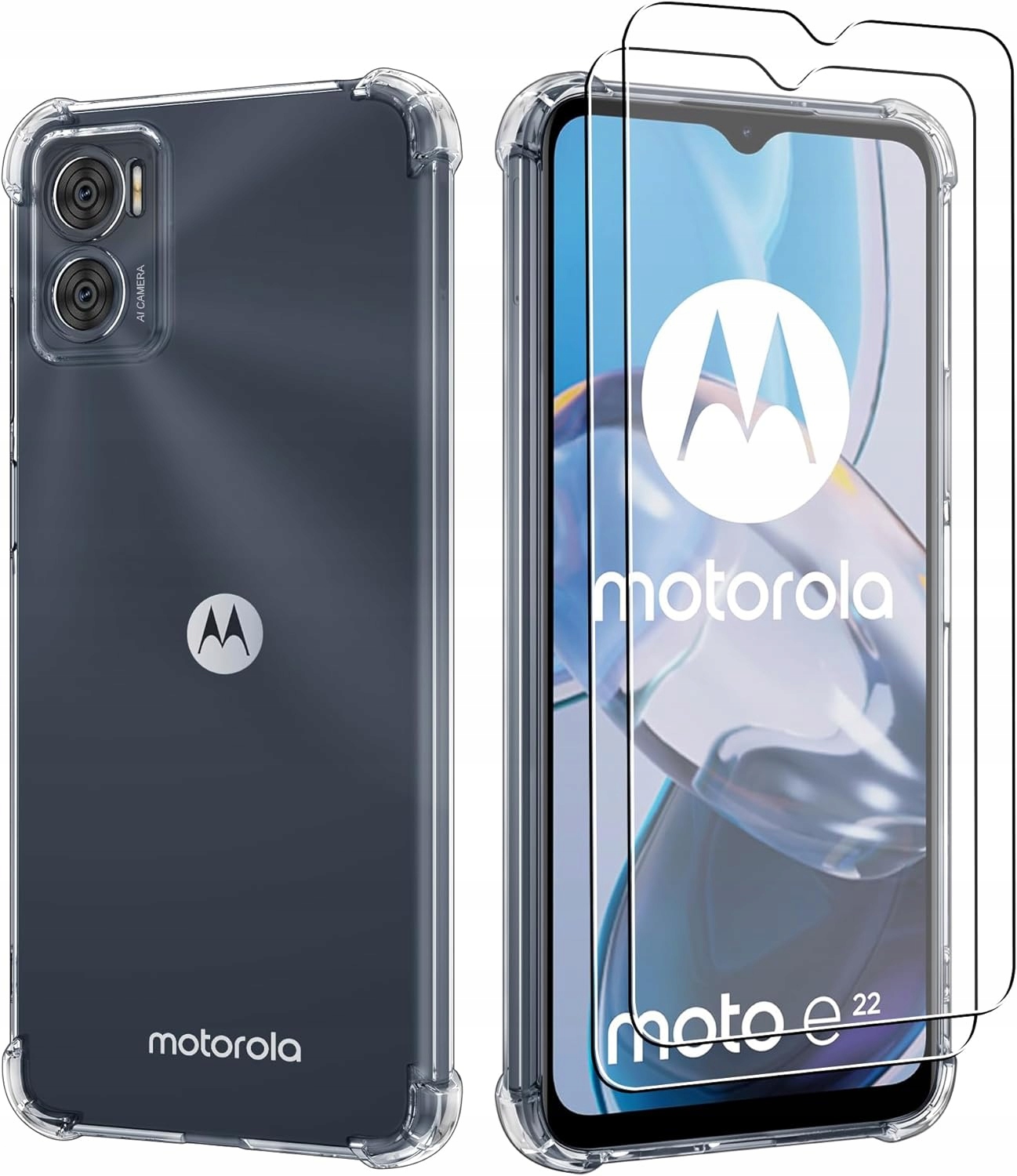 Schutzhülle Für Motorola Moto E22 E22i: Stoßfeste Rückseite + 9h-glas