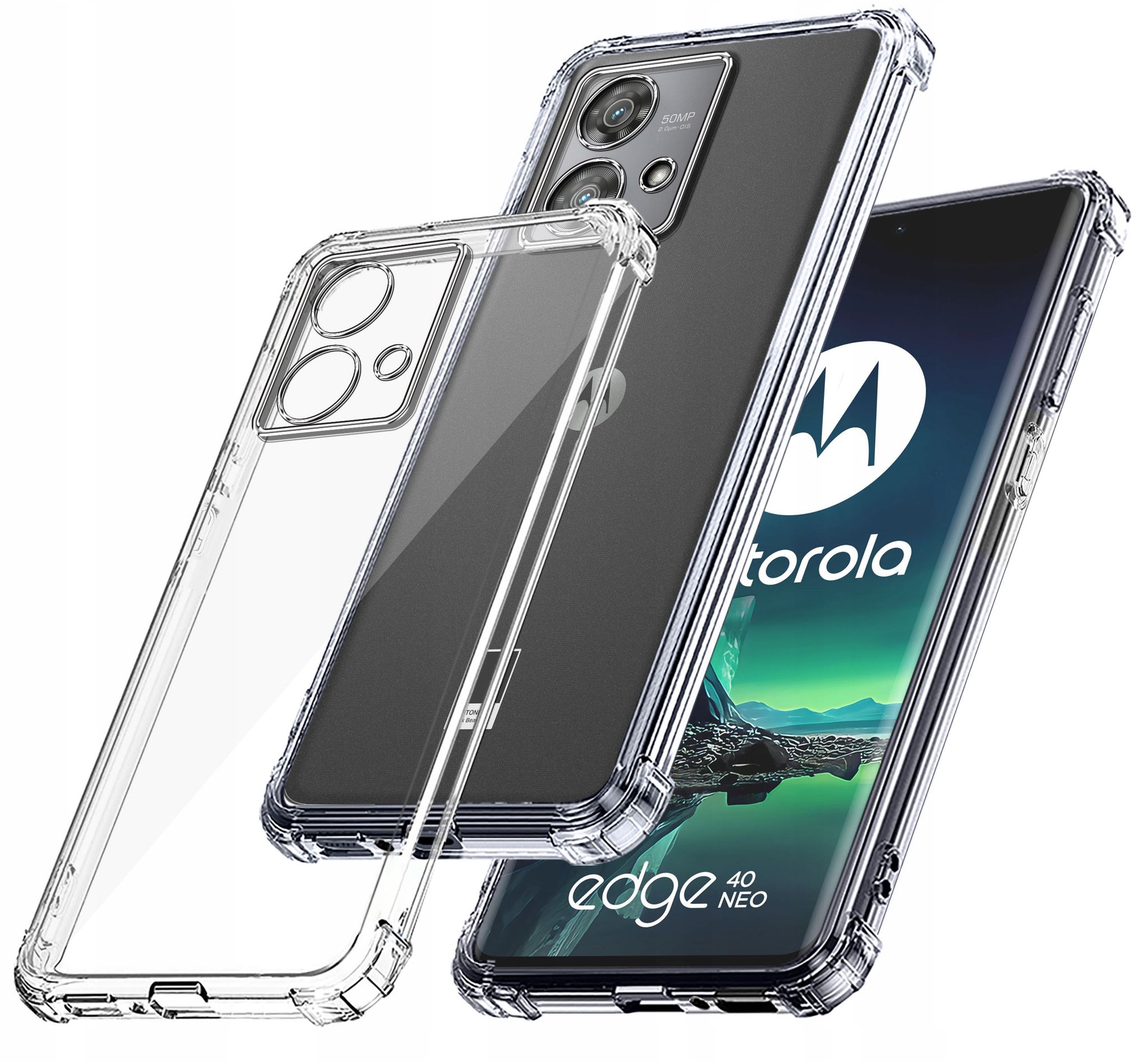 Schutzhülle Für Motorola Moto Edge 40 Neo: Stoßfeste, Transparente Rückseite + Glas