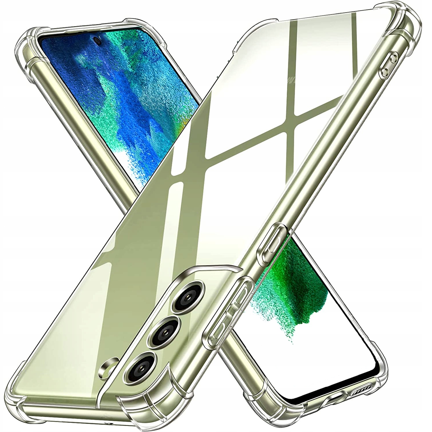 Schutzhülle Für Samsung Galaxy S21 Fe, Stoßfest, Transparent, Mit Schutzrückseite Und Glas