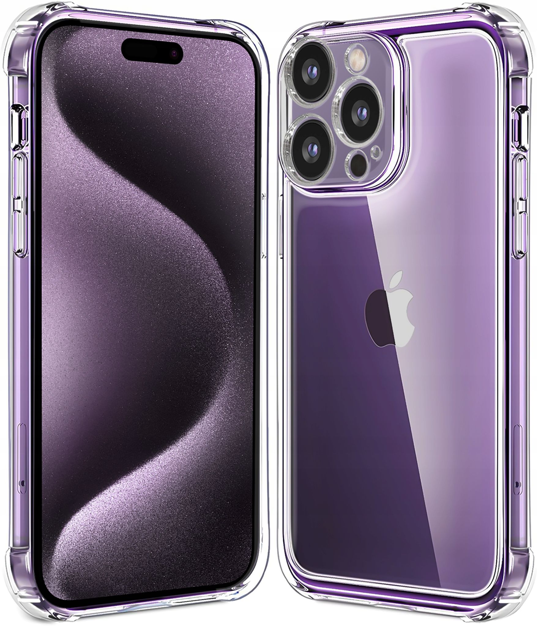 Schutzhülle Für Iphone 15 Pro, Stoßfest, Transparent, Plecki + 9h Glas