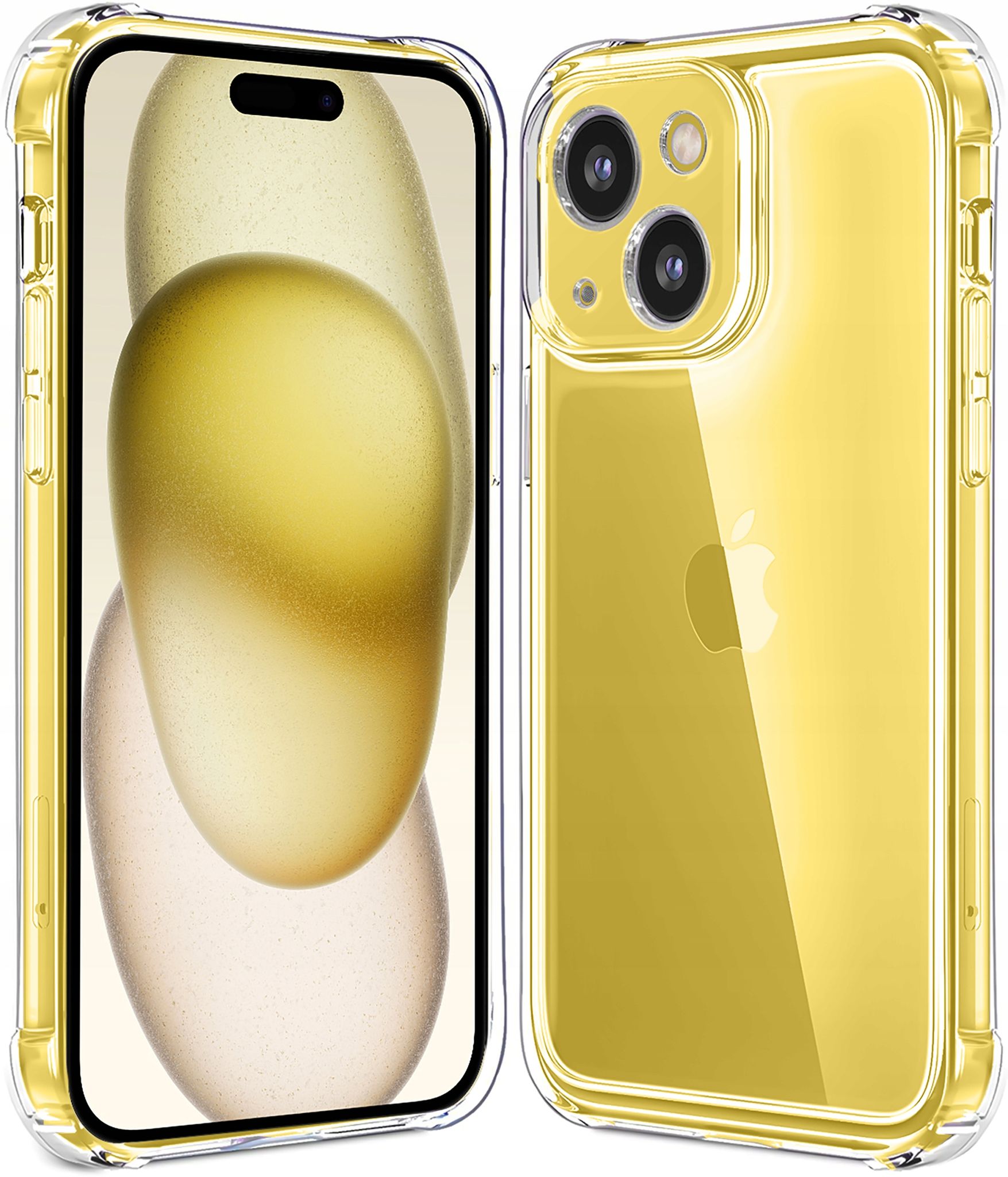 Iphone 15 Schutzhülle, Stoßfest, Transparente Rückseite + 9h-glas