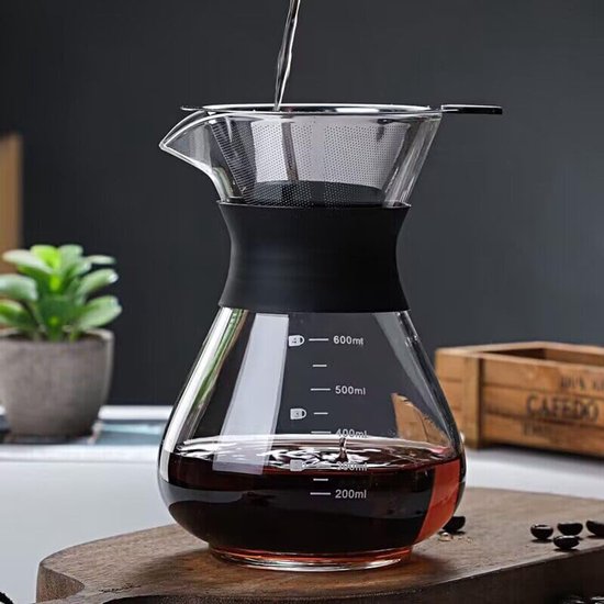 Kaffeebereiter Mit Filter Perfekter Geschmack Ohne Filterpapier Doppelter Edelstahlfilter Hitzebeständiges Borosilikatglas Manuelle Kaffeemaschin