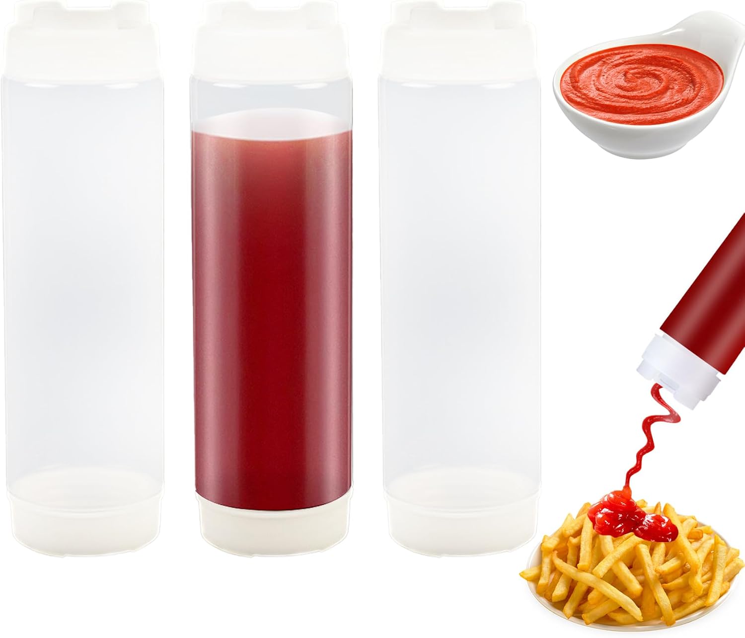 3-teiliges Saucenflaschen-set, Umgedrehte Quetschflasche Aus Kunststoff Für Soßen, 473 Ml Quetschflaschen Aus Kunststoff Für Soßen, Ketchup-sirup-spender Für Restaurants