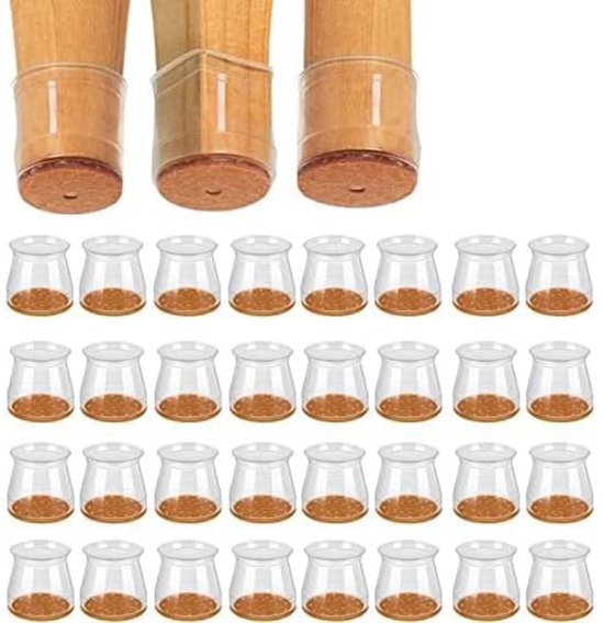 Stuhlbeinschoner Stuhlbeinkappen Runde Beine Kratzfester Filz Bodenschutz 20 33 Mm Transparent 32 Stück