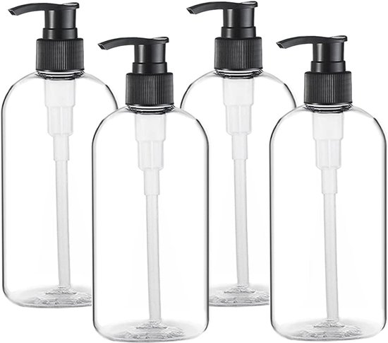 Set Mit 4 Leeren 500-ml-pumpflaschen Aus Kunststoff 16 Oz Tragbar Transparent Zylindrisch Bpa-frei Für Shampoo Und Lotion Nachhaltige Flaschen