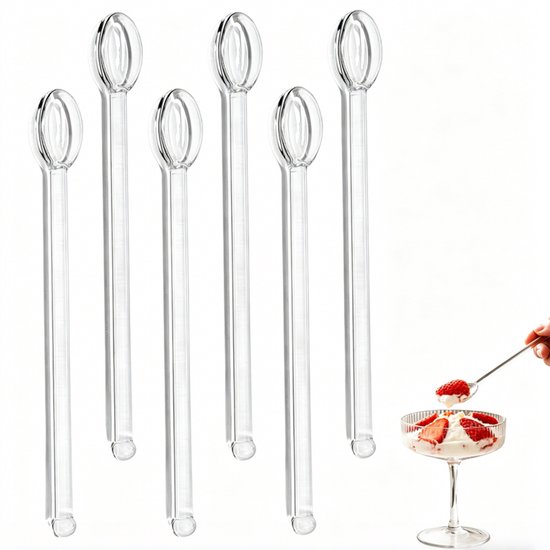 6 Teiliges Set Glas Teelöffel Hitzebeständig Multifunktional 14,8 Cm Für Getränke Und Desserts Transparent Multifunktional 14,8 Cm 6 Teilig Klar