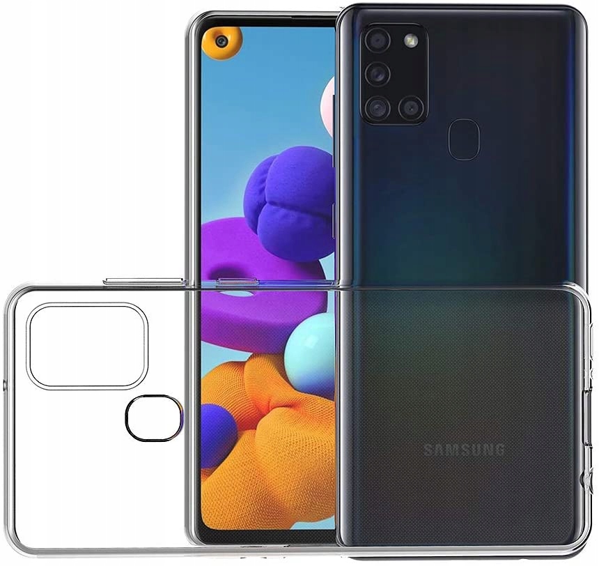 Schlanke Hülle Für Samsung Galaxy A21s, Rückseite Transparent + Glas