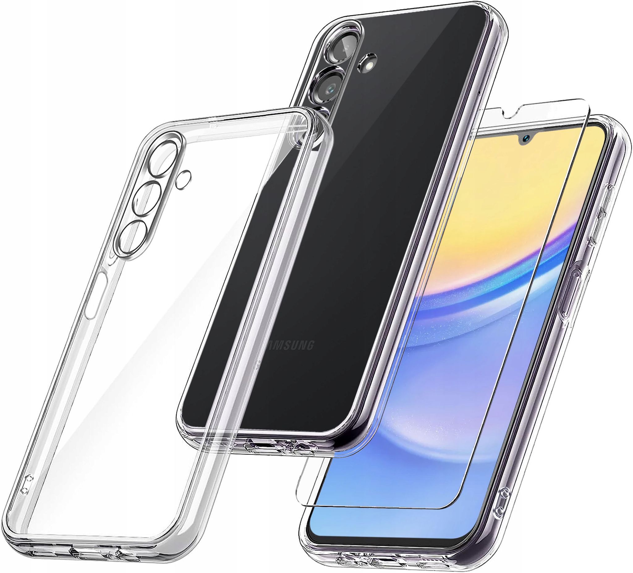 Schlanke Hülle Für Samsung Galaxy A25 5g, Transparente Hülle, Transparente Rückseite + Glas