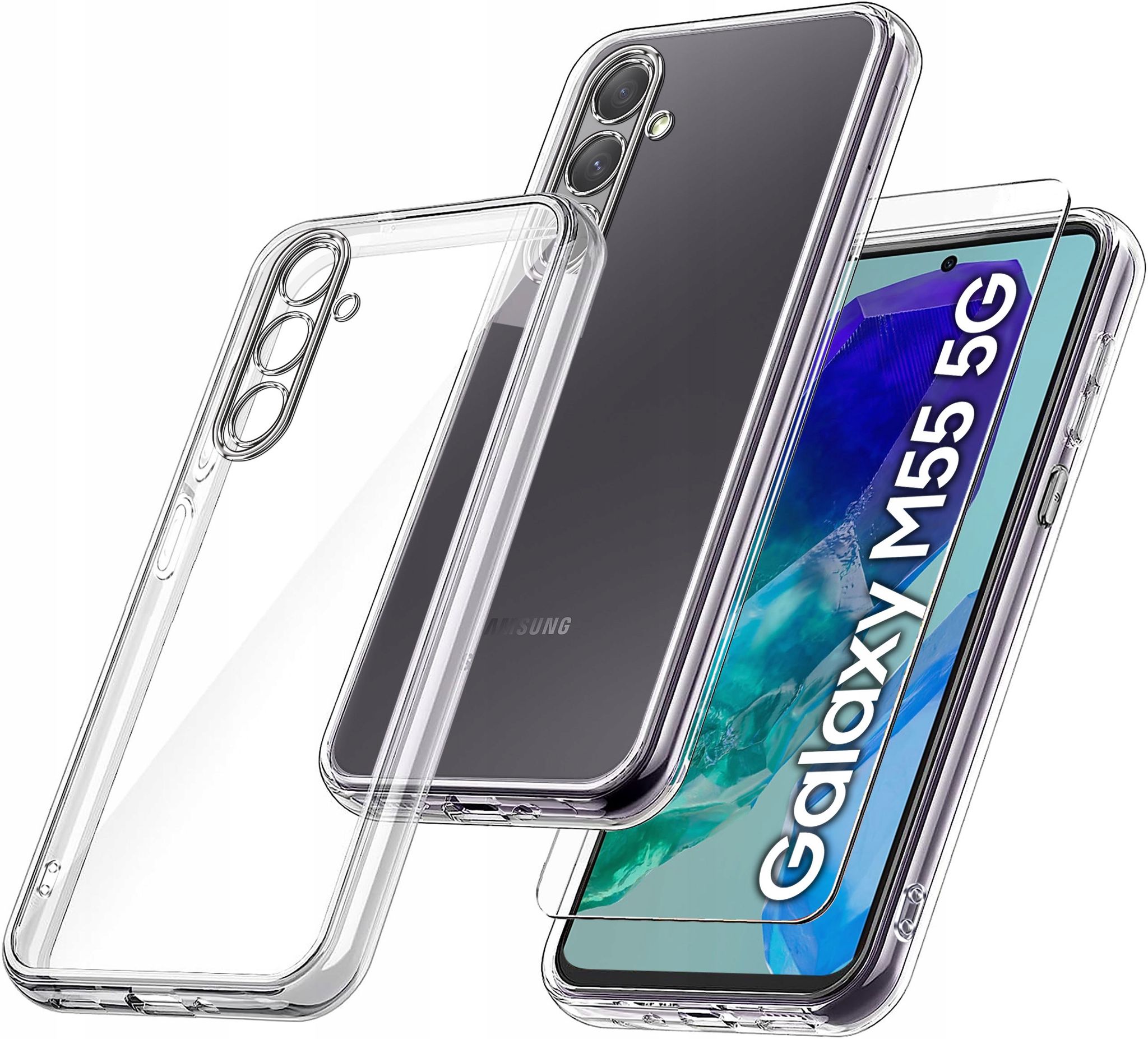 Schlanke Hülle Für Samsung Galaxy M55 5g, Farblos, Transparent + 9h-glas