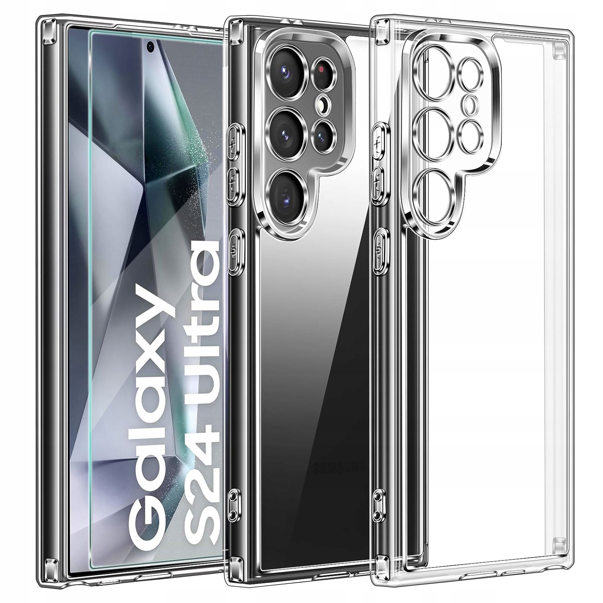 Schlanke Hülle Für Samsung Galaxy S24, Ultraklare Hülle, Transparente Rückseite + Glas