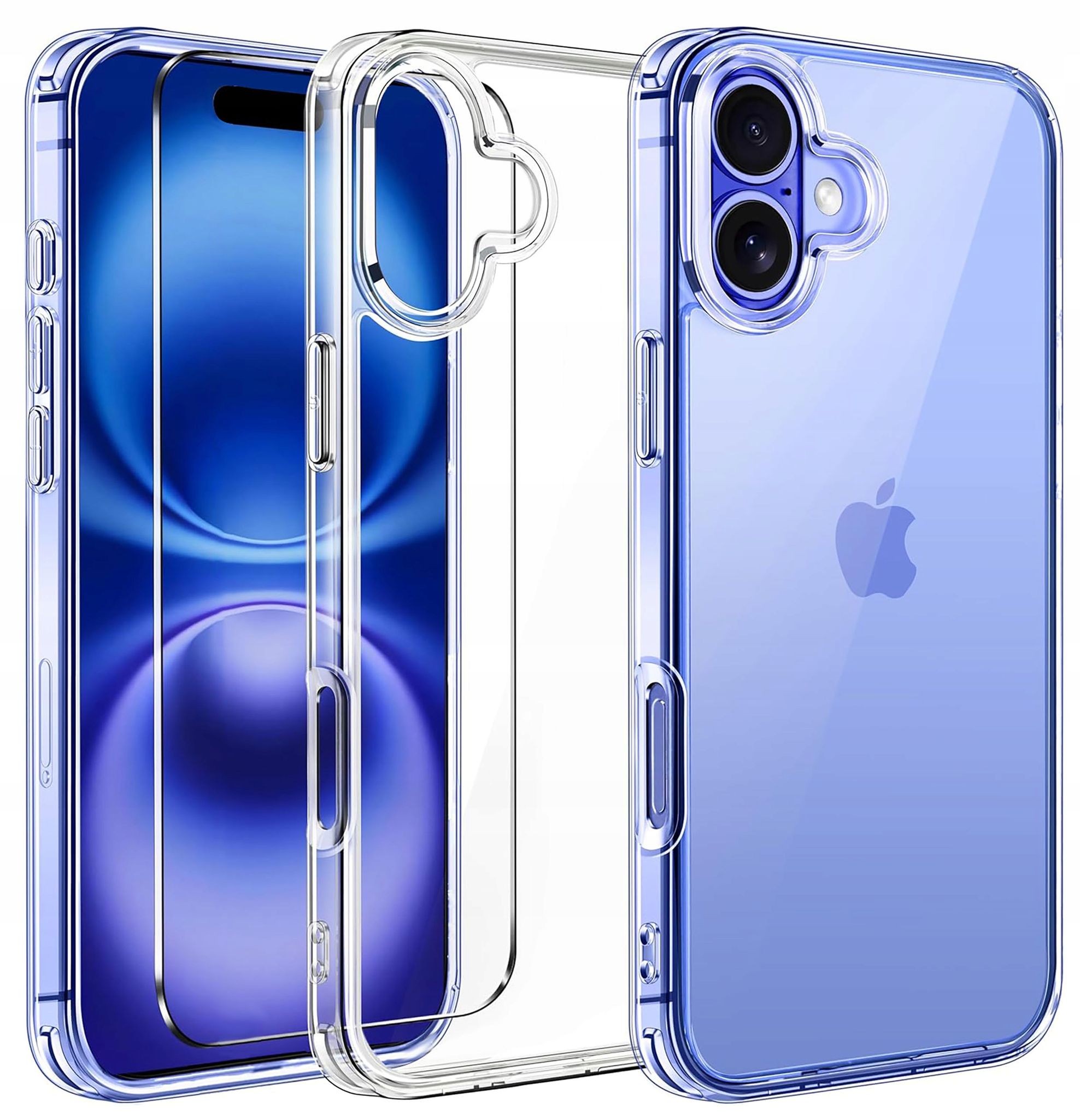 Schlanke Hülle Für Iphone 16 Plus, Transparente Rückseite + Schutzglas
