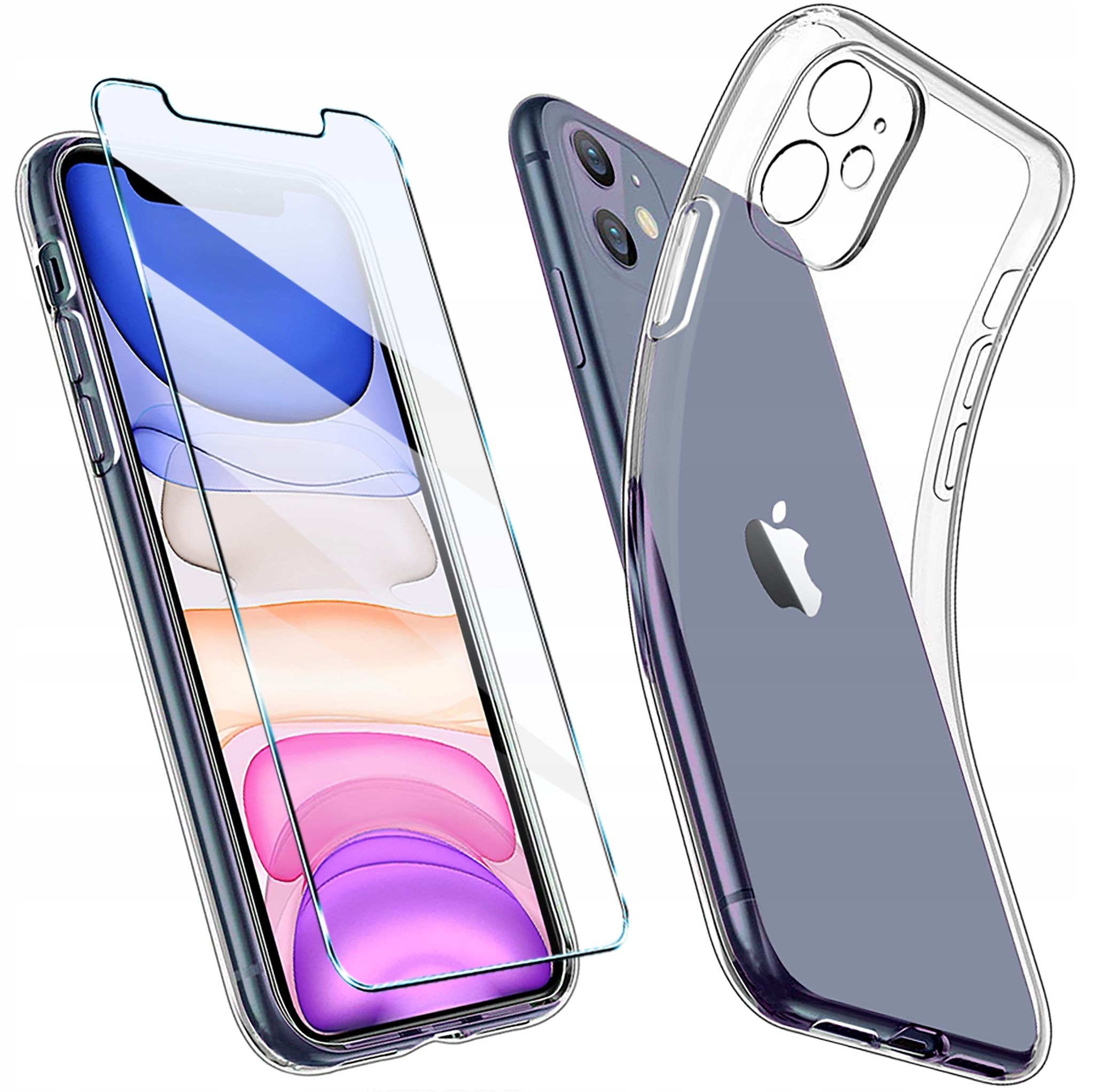 Schutzhülle Für Apple Iphone 11, Transparente Rückseite, Ultradünn + Glas