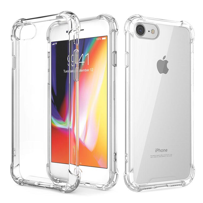 Stoßfeste Rückseite Für Apple Iphone 7, 8 Und Se, Farbloses Overlay + 9h-glas