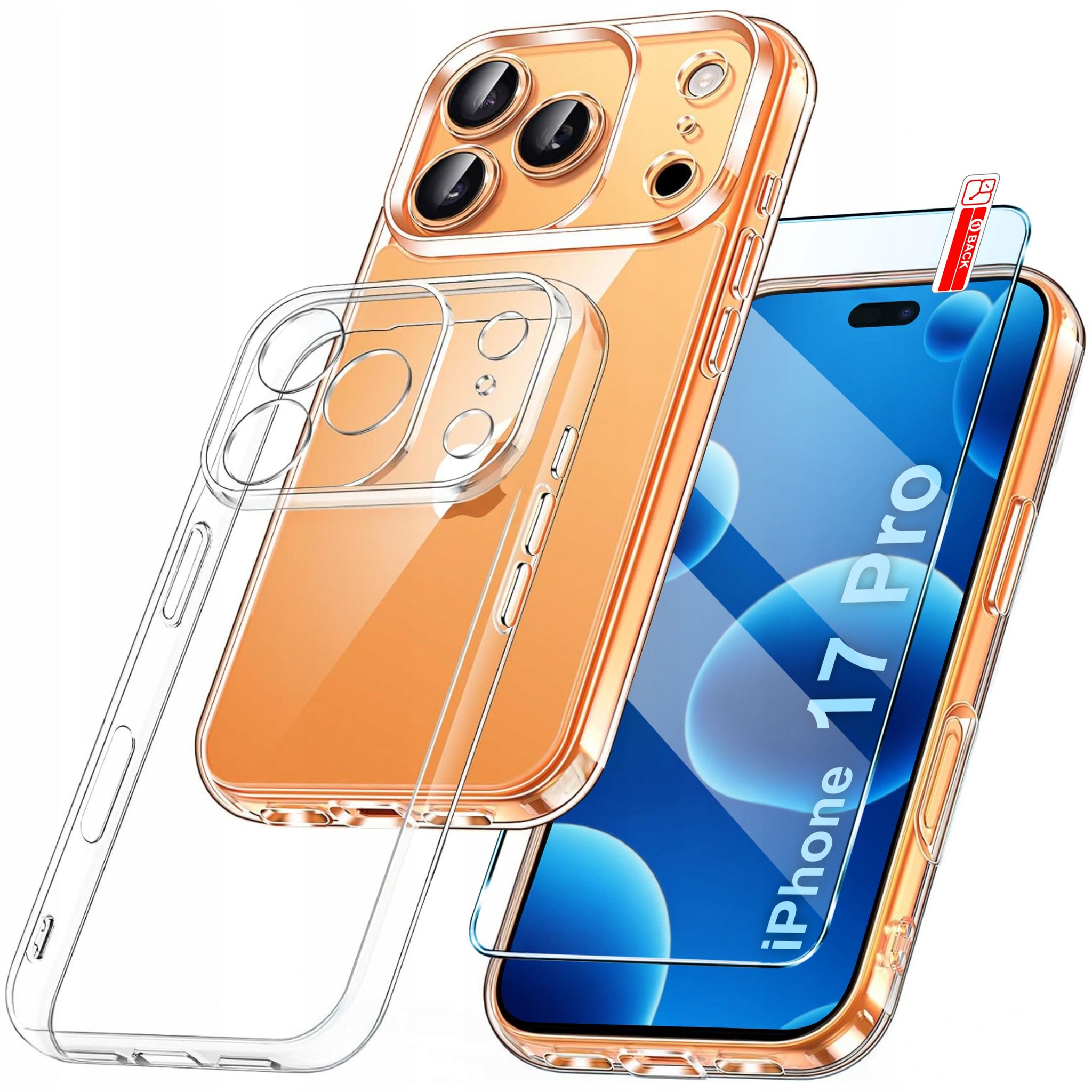 Schutzhülle Für Iphone 17 Pro, Verstärkte, Transparente Hülle (2 Mm) + 9h-glas