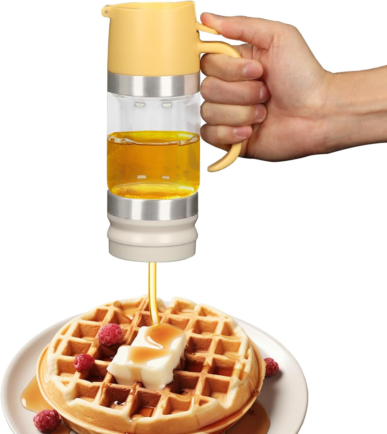 Tropffreier Honigspender Aus Glas, 315 Ml/10,65 Oz Honigspender Mit Griff, Sirupspender, Abnehmbarer Honigtopf Für Honig Und Sirup