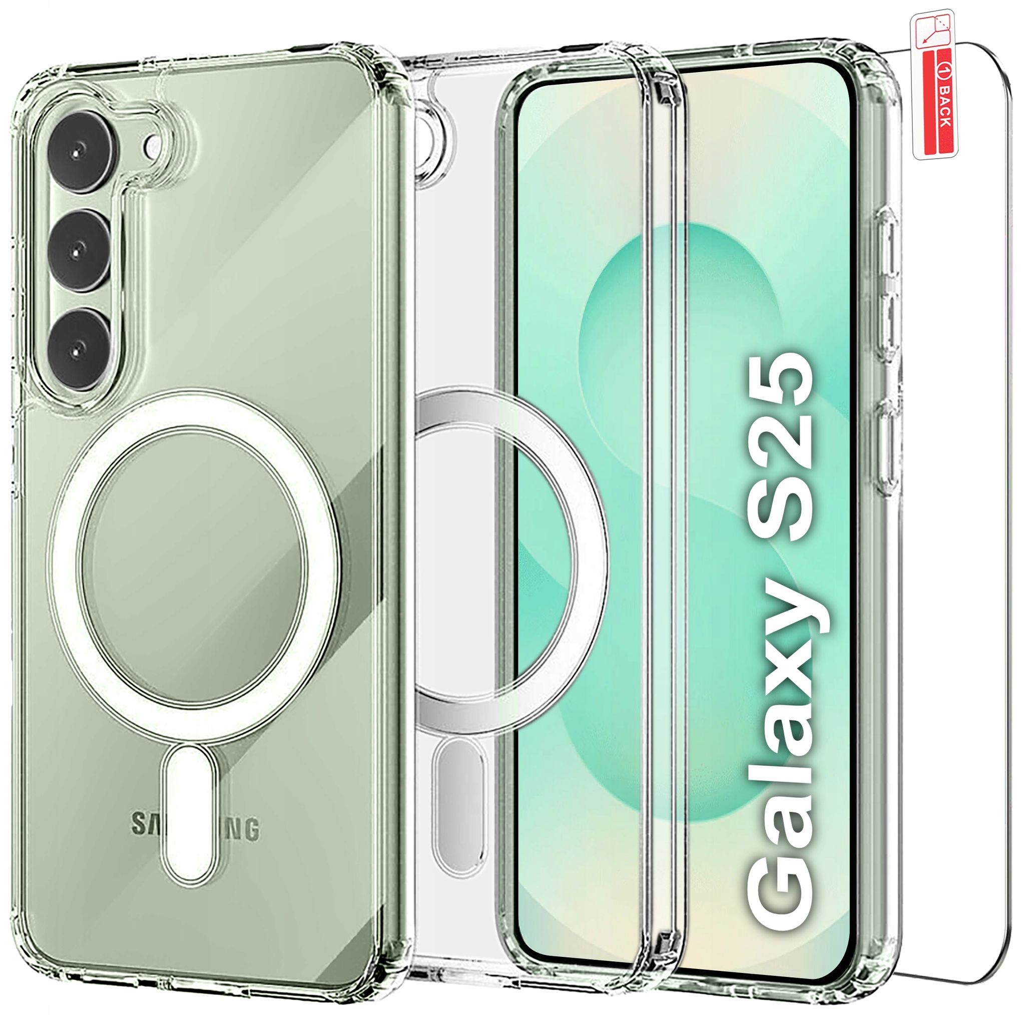 Verstärkte Schutzhülle Für Samsung Galaxy S25, Bestehend Aus Magsafe Clear Case Und 9h-glas