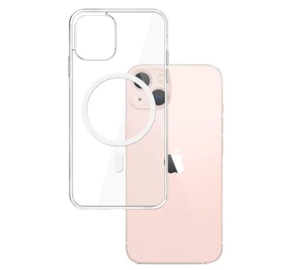 Iphone 13 Mag Safe Hülle, Verstärkte, Transparente Rückseite + Glas