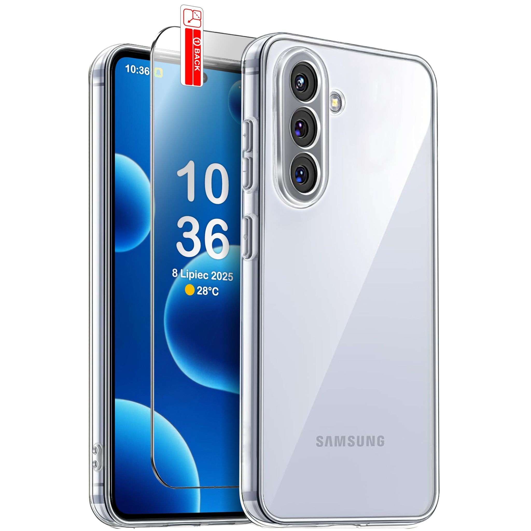 Schutzhülle Für Samsung Galaxy A36 5g, Verstärkte, Transparente Hülle, 2 Mm + 9h-glas