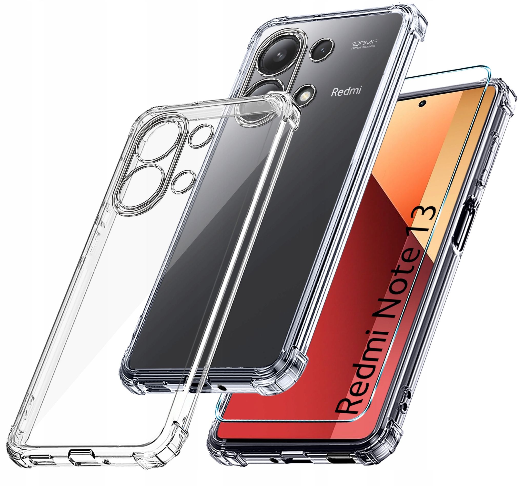 Schutzhülle Für Xiaomi Redmi Note 13 4g Anti Shock Island Housing Transparente Hülle + Glas