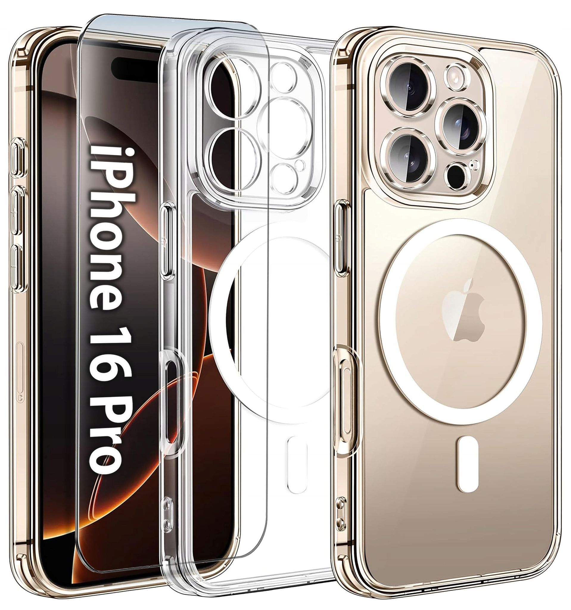 Verstärkte Hülle Für Iphone 16 Pro Mit Magsafe-stoßschutzrückseite Und Glas