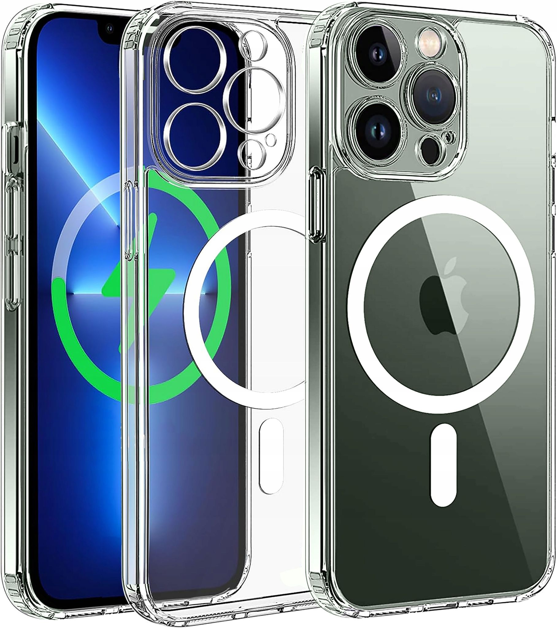 Hülle Für Iphone 13 Pro + 9h Glas, 360° Verstärkt Für Magsafe Clear Case