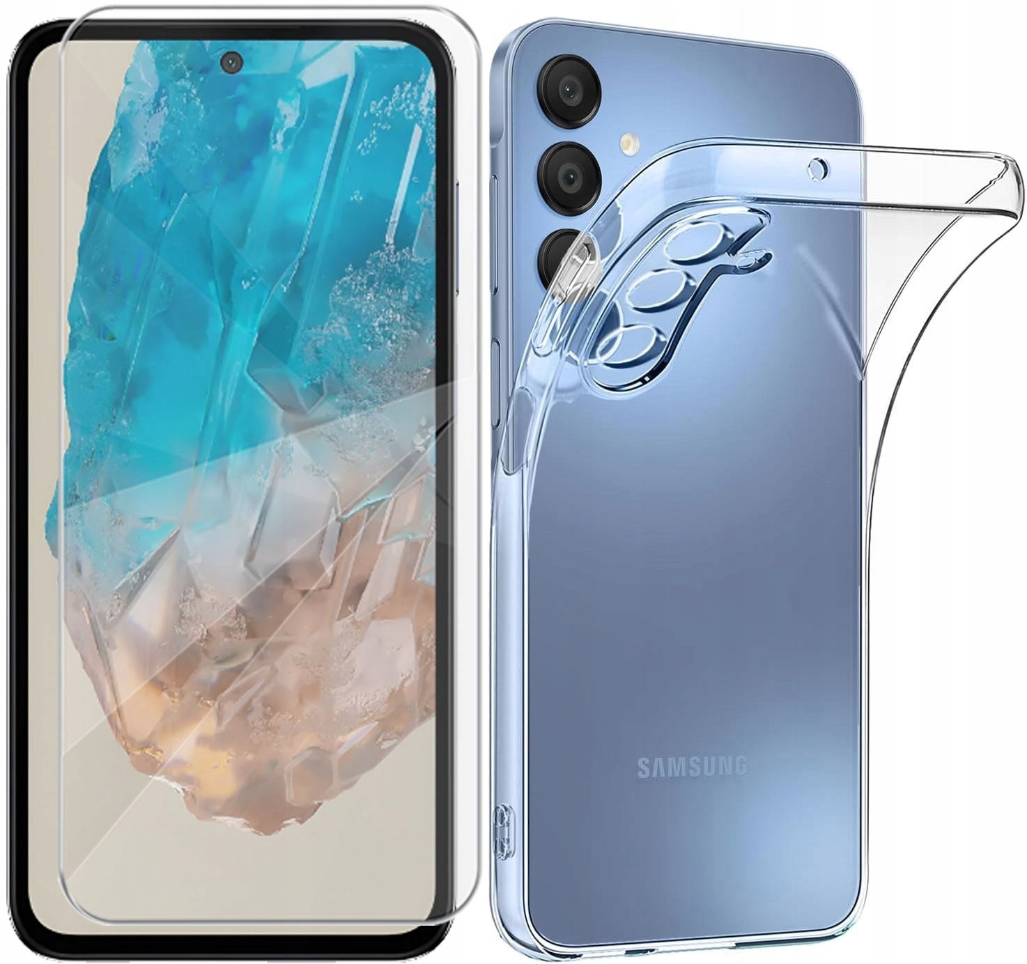 Schutzhülle Für Samsung Galaxy M35 5g, Transparente Rückseite + 9h-glas