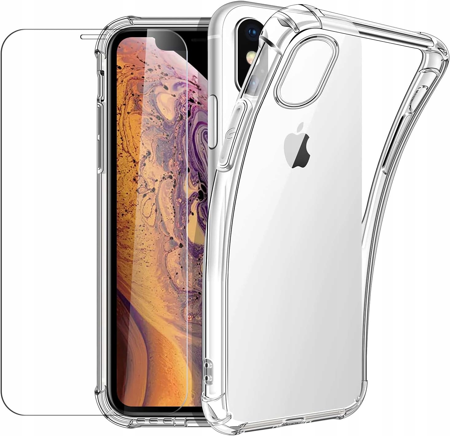 Schutzhülle Für Iphone X / Xs Armor Stoßfeste Hülle Transparent + Glas