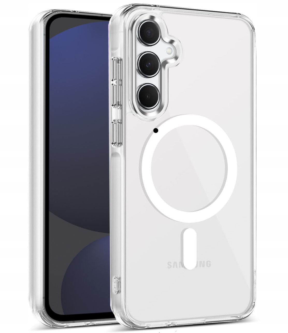 Schutzhülle Für Samsung Galaxy S24 Fe + 360° Verstärktes Glas Für Magsafe Transparente Hülle
