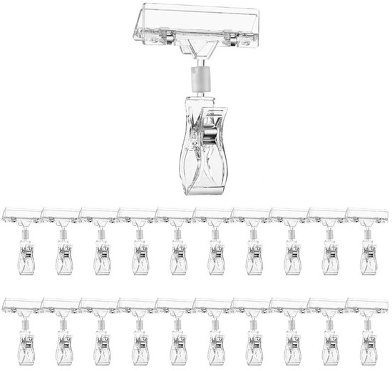 Packung Mit 20 Stück – Drehbarer Kunststoffclip – Drehbarer Preisschildclip – Transparent – Mittel