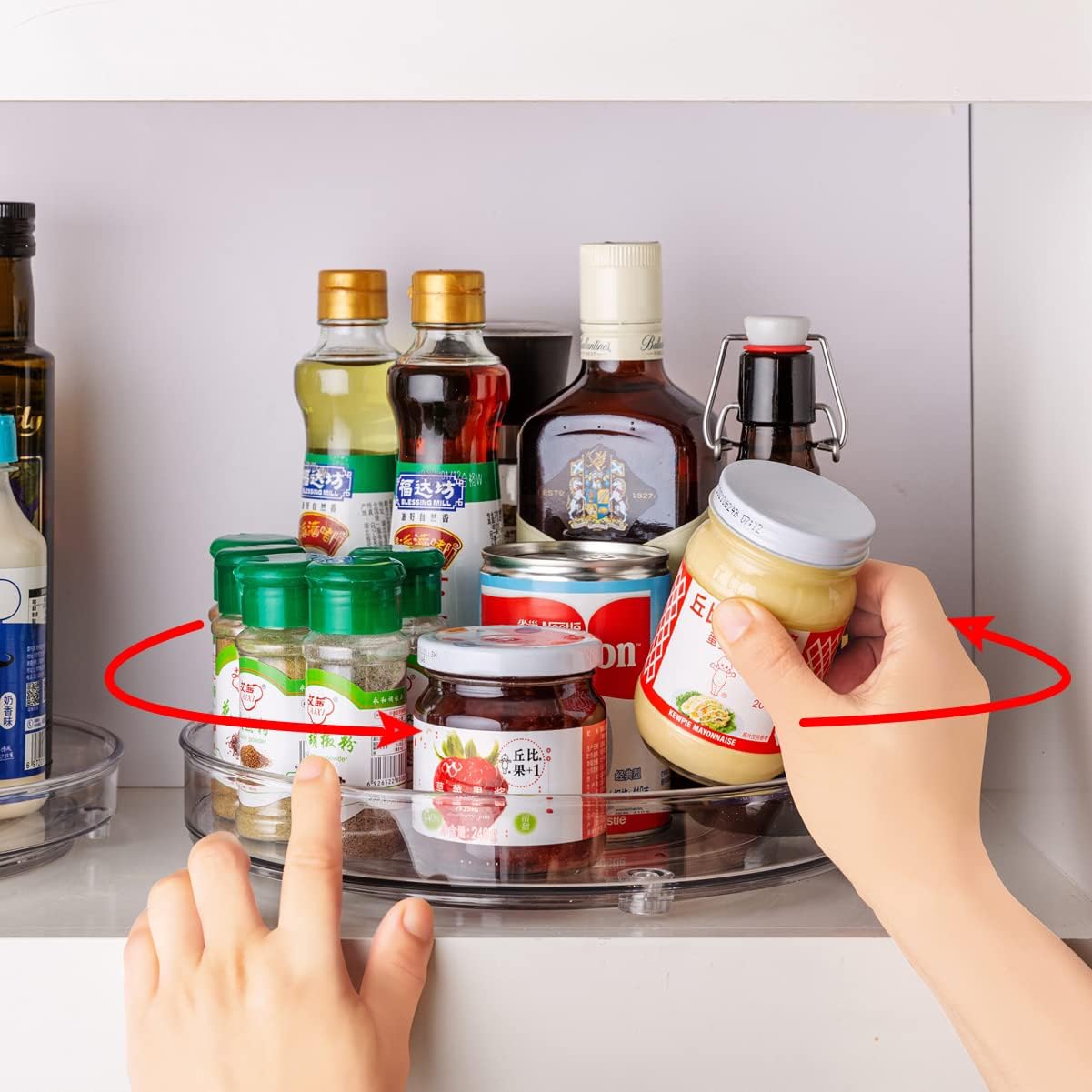Kühlschrank-organizer Mit Drehbarer 23-cm-platte, Drehbares Gewürzregal Für Die Küche