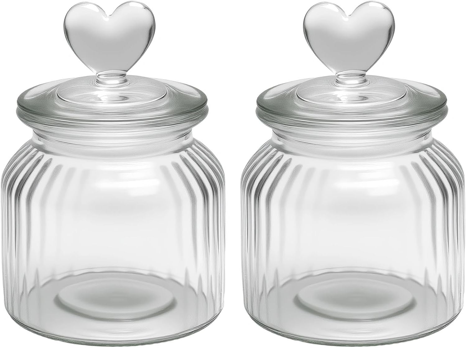 2er-pack Luftdichte Glasbehälter (650 Ml) Mit Herzförmigen Deckeln – Vintage-bonbongläser Aus Klarglas Für Süßigkeiten, Bonbons Und Kekse – Dekorative Gläser Für Küche, Hochzeiten Und Als Besonderes G