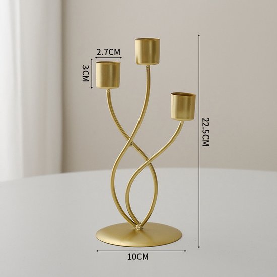 Kerzenständer- Und Kerzenhalter-set (2 Köpfe) – Goldfarben, Astförmig