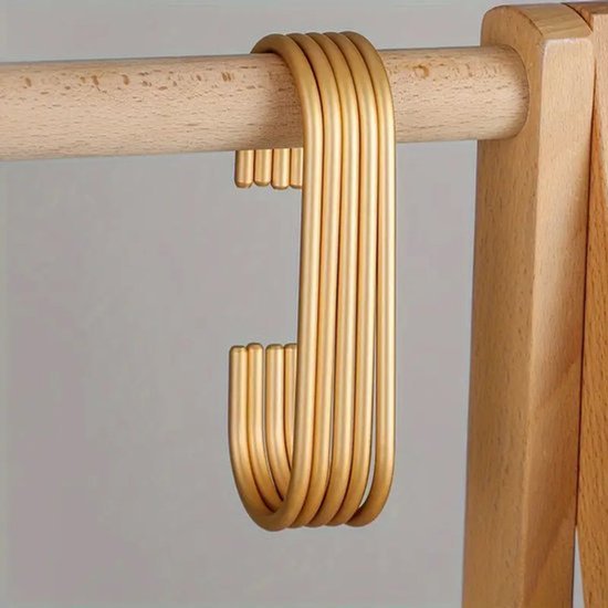 5 C-förmige Haken Goldfarbenes Aluminium Für Zuhause / Kleiderschrank / Bekleidungsgeschäft Doppelfunktion: Präsentation Und Aufbewahrung