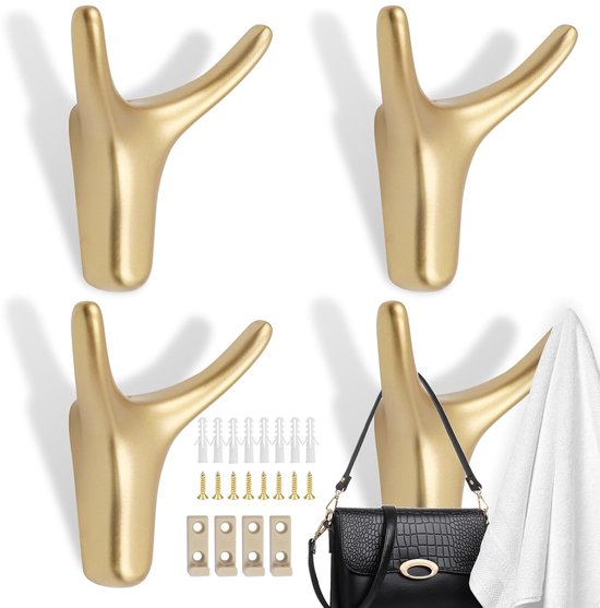 Y-förmige Wandhaken – 4er-set – Gold – Aluminium