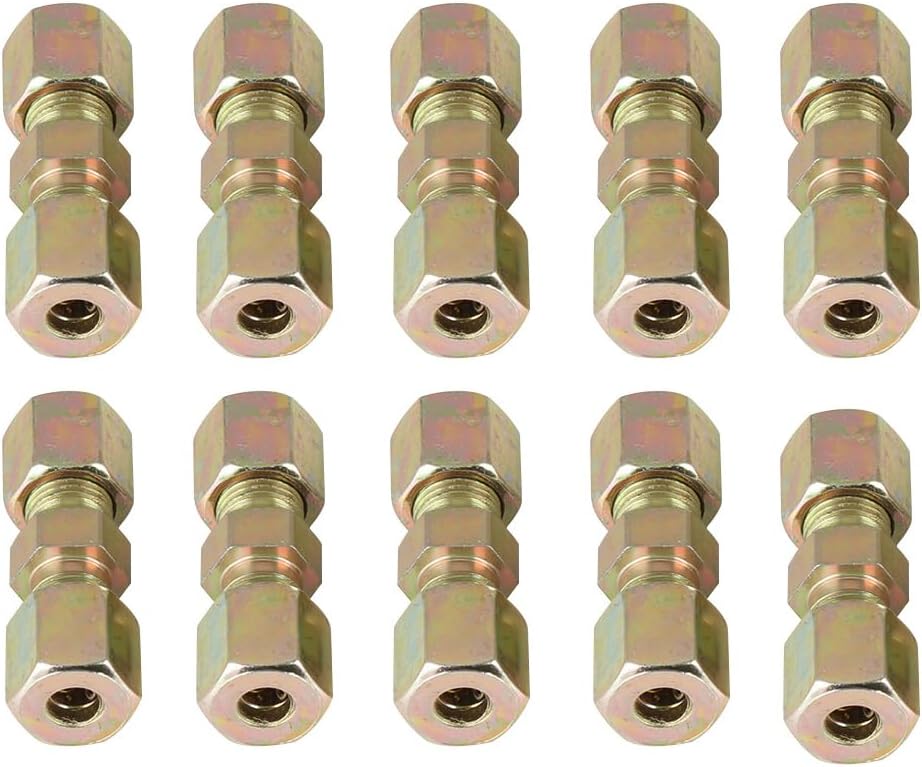 10x Brake Line Connectors 4.75 Mm Brake Line Connector For Brake Line Without Flanging Connectors, Copper Steel Brake Lines