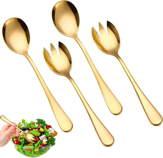 Allecta - Goldenes Salatbesteck-set, Edelstahl, Multifunktional Für Küche Und Esszimmer