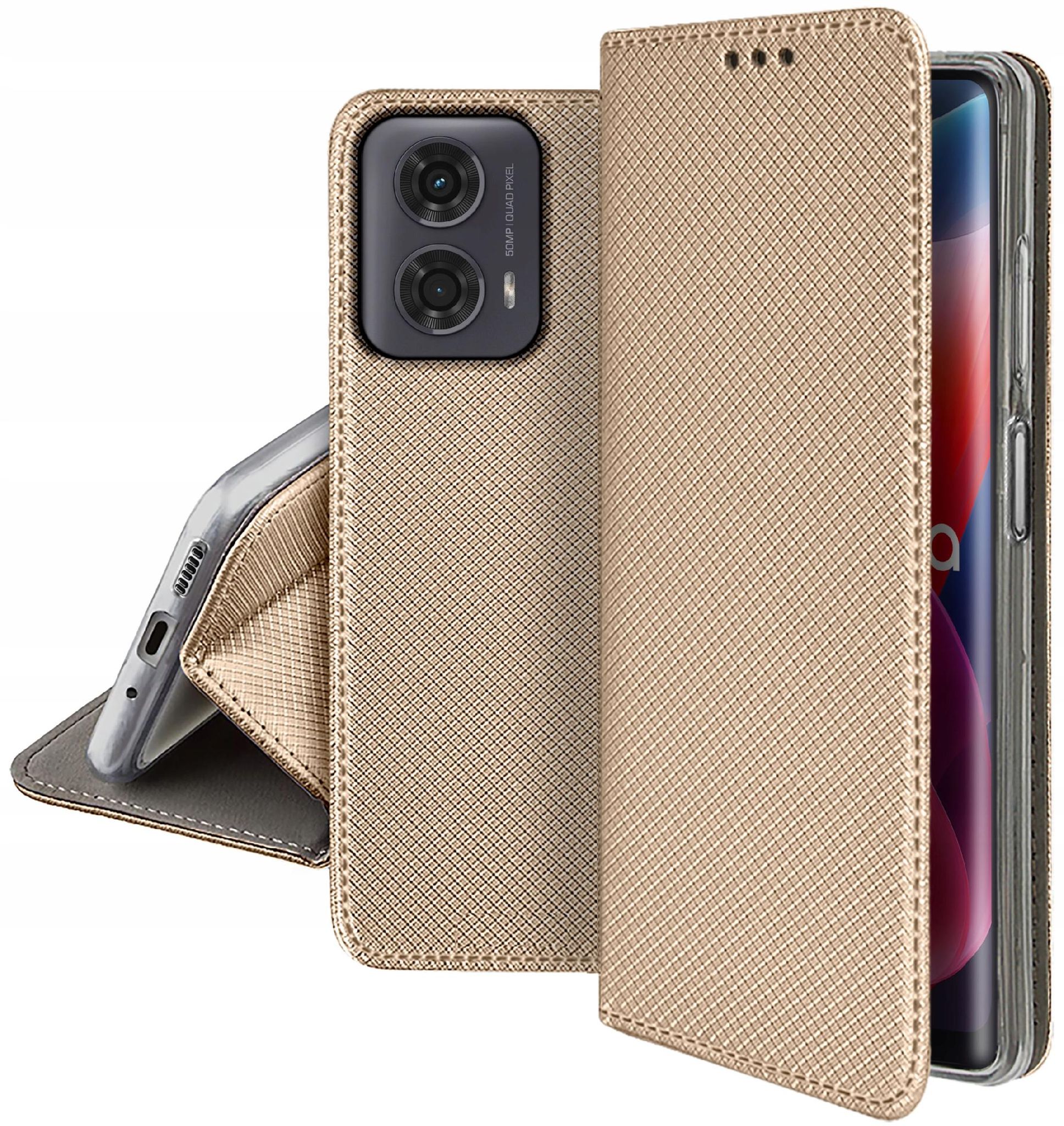 Schutzhülle Für Motorola Moto G24/g04 Smart Book Closed Case Gold + Glas