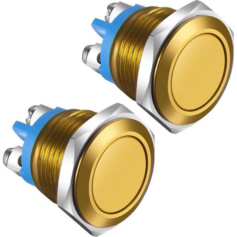 Stück 16 Mm Momentan-drucktaster Ip65 3a/12v 24v 36 Dc 110v 250vac 1no Spst Wasserdicht Aluminiumlegierung Schraubanschluss (goldgehäuse)